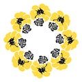 Floral wreath. Illuminating yellow flowers and black wildflowers. Vector illustration