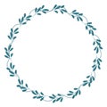 Floral wreath made of grass in circle. Hand drawn wild herbs and flowers. Botanical illustration. Great to place text Royalty Free Stock Photo