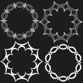 Floral wreath pattern. Circular black shapes. Abstract Vector decoration. Modern round element. Royalty Free Stock Photo