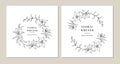 Floral wreath set, Lily flowers circle monogram, Wedding invitation templates, Lily flower wreath. Art for save the date Royalty Free Stock Photo