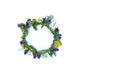 Floral wreath on white background. Top view Royalty Free Stock Photo