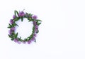 Floral wreath on white background. Top view Royalty Free Stock Photo