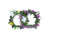 Floral wreath on white background. Top view Royalty Free Stock Photo