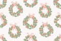 Floral wreaths seamless vector pattern
