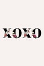 Floral xoxo word typography on a beige banner