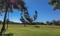 Floralis generica monument in Buenos Aires Argentina. Open flower