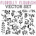 Florally Flourish Vector Set with leaves, flowers, and branches of all kinds