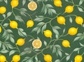 floral lemons leaves papercut duotone color palette.