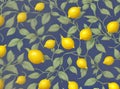 floral lemons leaves papercut duotone color palette.