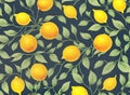 floral lemons leaves papercut duotone color palette.