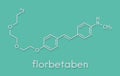 Florbetaben radiopharmaceutical molecule. Used for imaging of beta-amyloid plaques in Alzheimer`s disease by PET. Skeletal formul