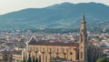 Florence aerial cityscape view timelapse from Michelangelo square on the old town with Santa Croce church in Italy Royalty Free Stock Photo