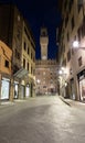 Florence architecture illuminated by night, Piazza della Signoria - Signoria Square - Italy. Urban scene in exterior - nobody Royalty Free Stock Photo