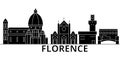 Florence architecture vector city skyline, travel cityscape with landmarks, buildings, isolated sights on background