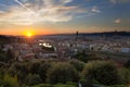 Florence, Arno River and Ponte Vecchio just before sunset, Italy Royalty Free Stock Photo