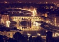 Florence, Arno River and Ponte Vecchio by night. Royalty Free Stock Photo