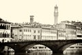 Florence arno river view sepia