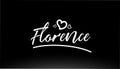 florence black and white city hand written text with heart logo