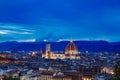 Florence Cathedral and the city of Florence, Italy at night Royalty Free Stock Photo