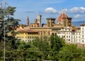 Florence cathedral (Duomo) over city center and Arno embankment, Italy. Royalty Free Stock Photo