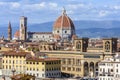 Florence cathedral (Duomo) over city center, Italy (inscription \