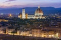 Florence Cathedral Duomo over city center at sunset, Italy Royalty Free Stock Photo