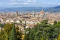 Florence cathedral (Duomo) and Palazzo Vecchio over city center, Italy Royalty Free Stock Photo