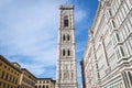 Giotto`s bell tower, Piazza del Duomo in Florence. Tuscany, Italy Royalty Free Stock Photo