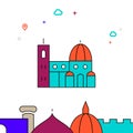 Florence Cathedral, Italy filled line icon, simple illustration
