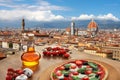 Florence cathedral with pizza in Italy Royalty Free Stock Photo