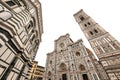 Florence Cathedral with the Bell Tower of Giotto and Baptistery - Isolated on White Royalty Free Stock Photo