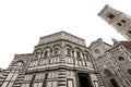 Florence Cathedral with the Bell Tower of Giotto and Baptistery - Isolated on White Royalty Free Stock Photo