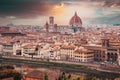 Florence with the Cathedral of Santa Maria del Fiore (Duomo) from Piazzale Michelangelo  Firenze  Italy - Royalty Free Stock Photo