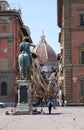 Florence Cathedral, View from the Piazza della Santissima Annunziata and Giambologna last statue, of Ferdinando I de Medici
