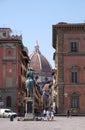 Florence Cathedral, View from the Piazza della Santissima Annunziata and Giambologna last statue, of Ferdinando I de Medici