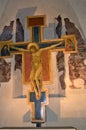 Florence city Italy cross with Jesus by Cimabue painter in cathedral Sanra Croce Royalty Free Stock Photo