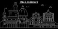 Florence city silhouette skyline. Italy - Florence city vector city, italian linear architecture, buildings. Florence Royalty Free Stock Photo