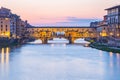Florence city skyline at twilight with Ponte Vecchio in Tuscany, Italy Royalty Free Stock Photo