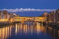Florence city.View of Ponte Vecchio bridge in Italy Royalty Free Stock Photo