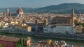 Florence aerial cityscape view timelapse from Michelangelo square on the old town with Santa Croce church in Italy Royalty Free Stock Photo
