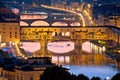 Florence cityscape and Arno river bridges sunset view Royalty Free Stock Photo