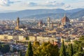 Florence cityscape with Duomo cathedral and Palazzo Vecchio over city center at sunset, Italy Royalty Free Stock Photo