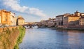 Florence cityscape. Famous bridge Ponte Vecchio over Arno river in Florence, Italy