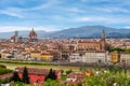 Florence cityscape with Florence Cathedral Duomo and Basilica of Holy Cross Santa Croce, Italy Royalty Free Stock Photo