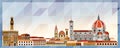 Florence skyline vector colorful poster on beautiful triangular texture background