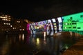 Florence - December 2020: The Famous Old Bridge Ponte Vecchio over Arno river, illuminated on the occasion of Firenze Light