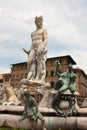 Florence - Famous Fountain of Neptune on Piazza della Signoria, Royalty Free Stock Photo