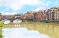 Landscape of Arno river and Ponte Vecchio bridge Florence or Firenze city Italy Royalty Free Stock Photo