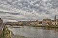 Florence or Firenze city view on Arno river, landscape with reflection. Tuscany, Italy Royalty Free Stock Photo