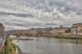 Florence or Firenze city view on Arno river, landscape with reflection. Tuscany, Italy Royalty Free Stock Photo